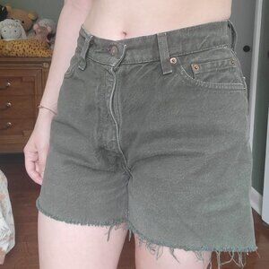 Forest green vintage Levi's cutoff shorts